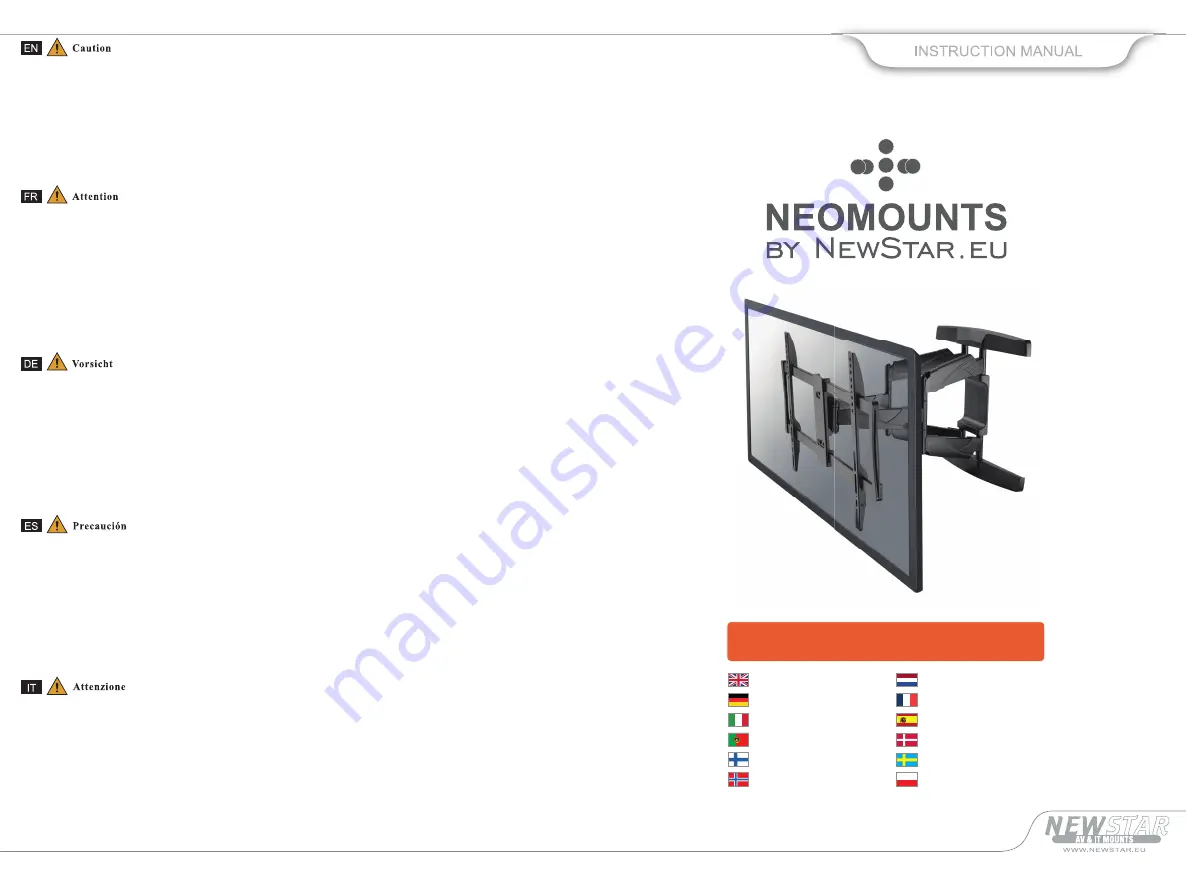 NewStar Neomounts NM-W475BLACK Instruction Manual Download Page 1