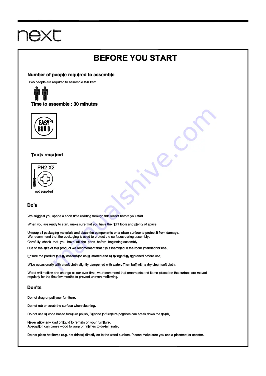 Next 195237 Assembly Instructions Manual Download Page 2