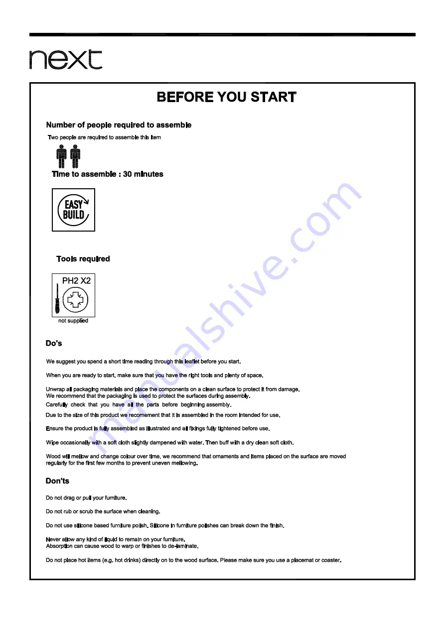 Next 207392 Assembly Instructions Manual Download Page 2