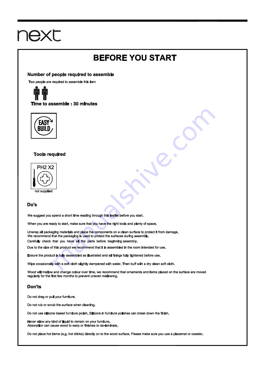 Next 234315 Assembly Instructions Manual Download Page 2