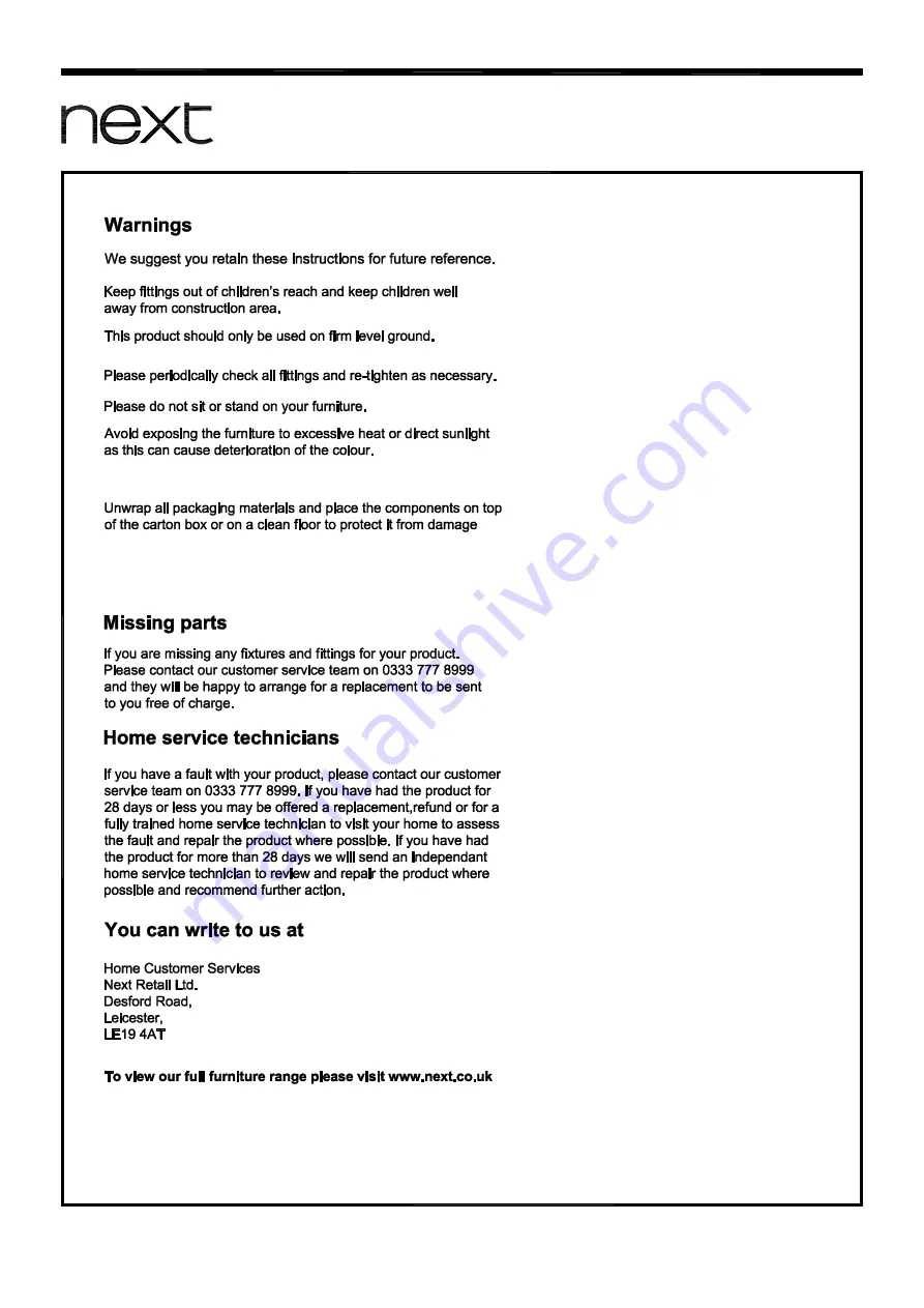 Next 293418 Assembly Instructions Manual Download Page 20