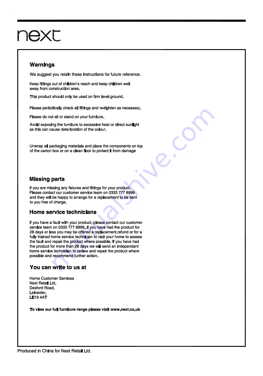 Next 311711 Assembly Instructions Manual Download Page 20