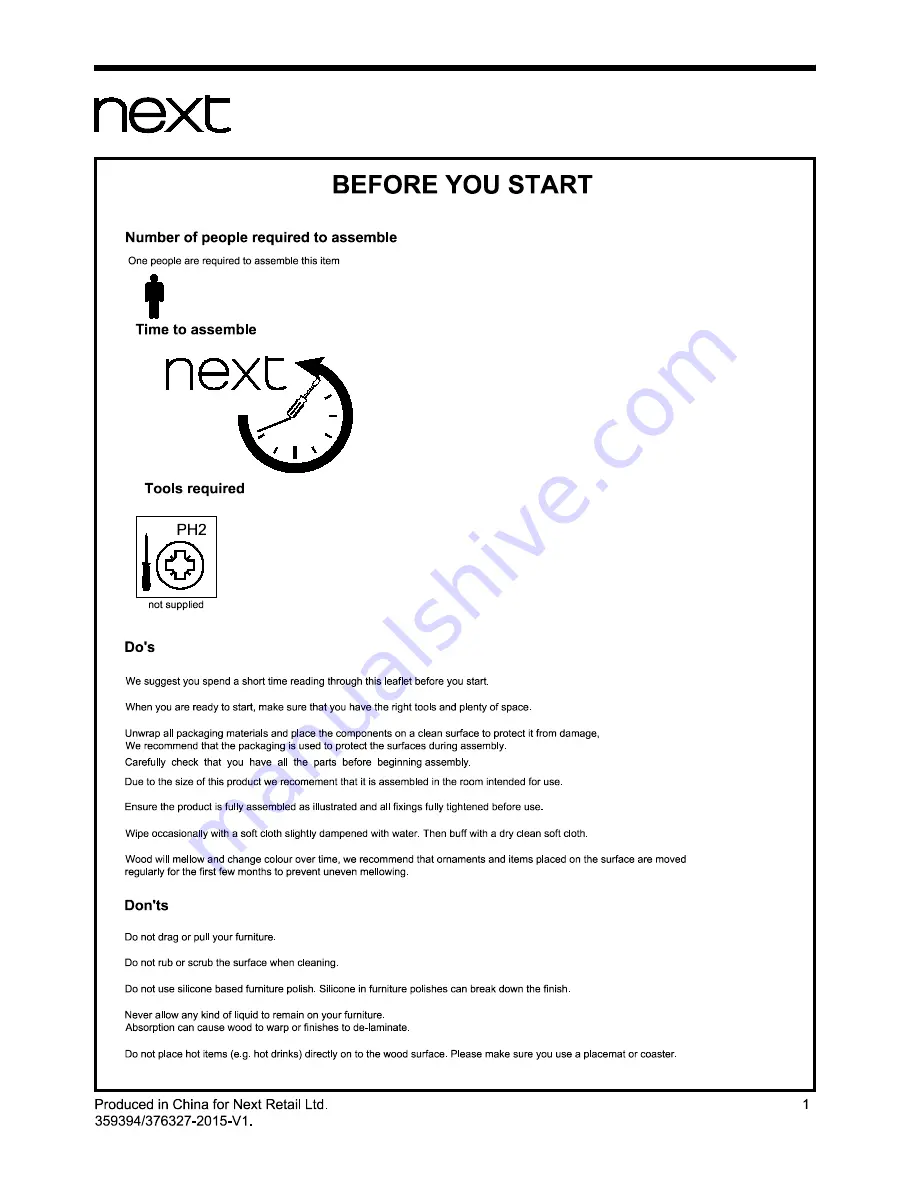 Next 359394 Assembly Instructions Manual Download Page 2