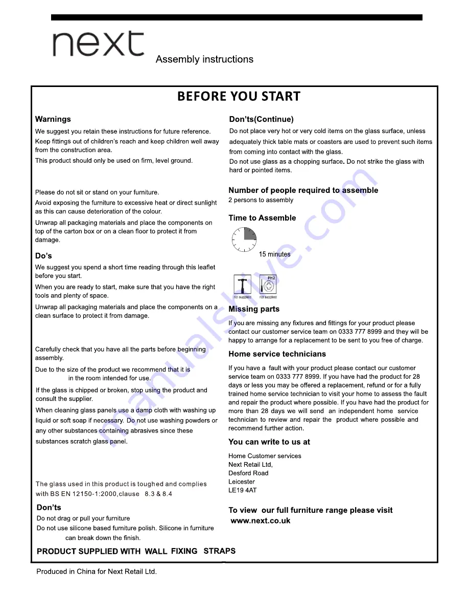 Next 406101 Assembly Instructions Manual Download Page 3