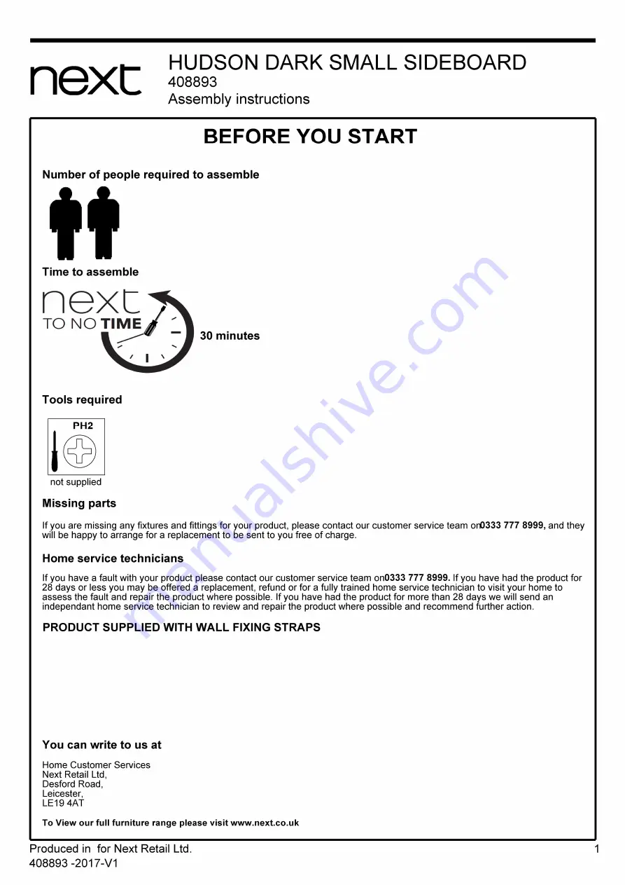 Next 408893 Assembly Instructions Manual Download Page 3