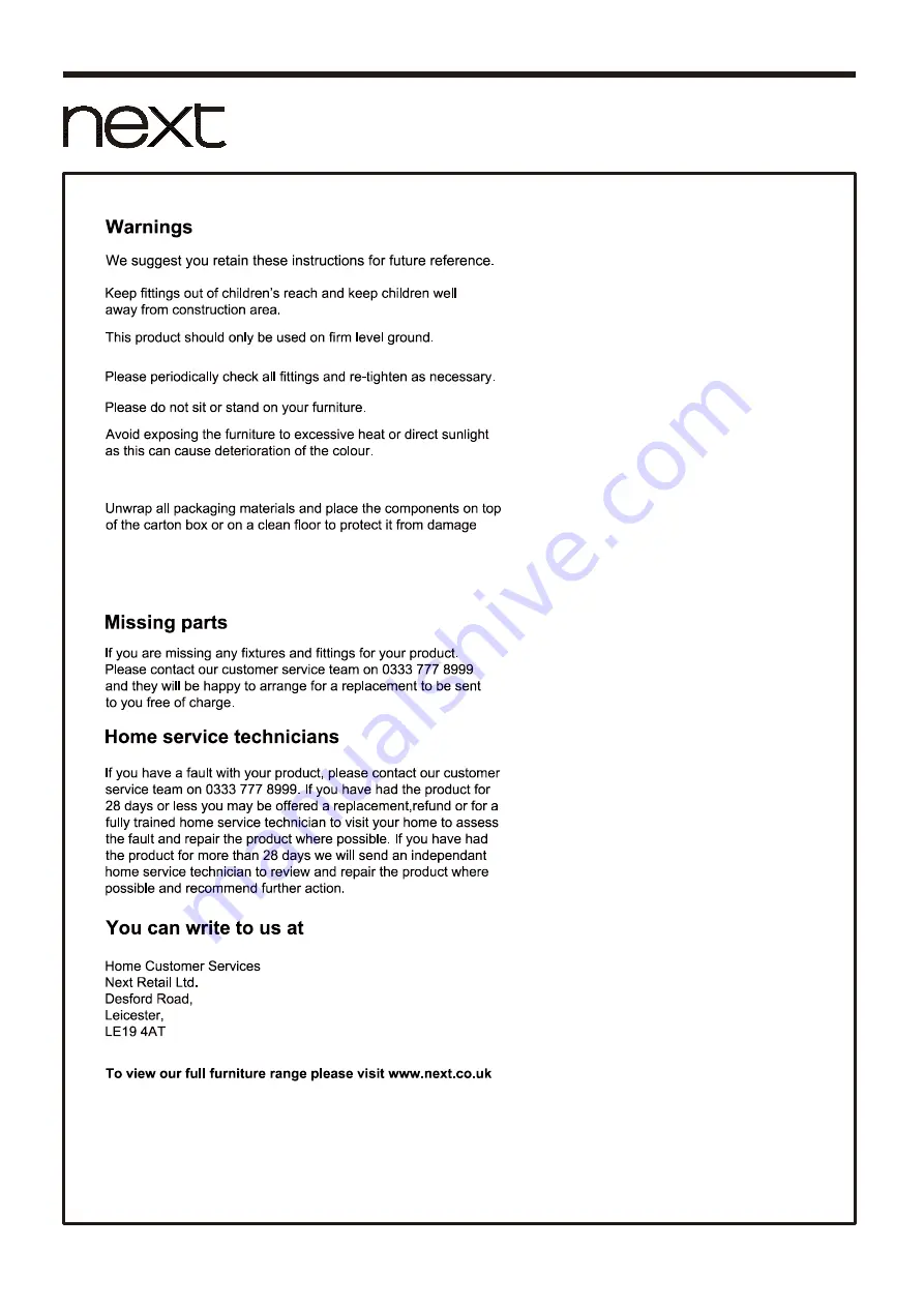 Next 425482 Assembly Instructions Manual Download Page 16