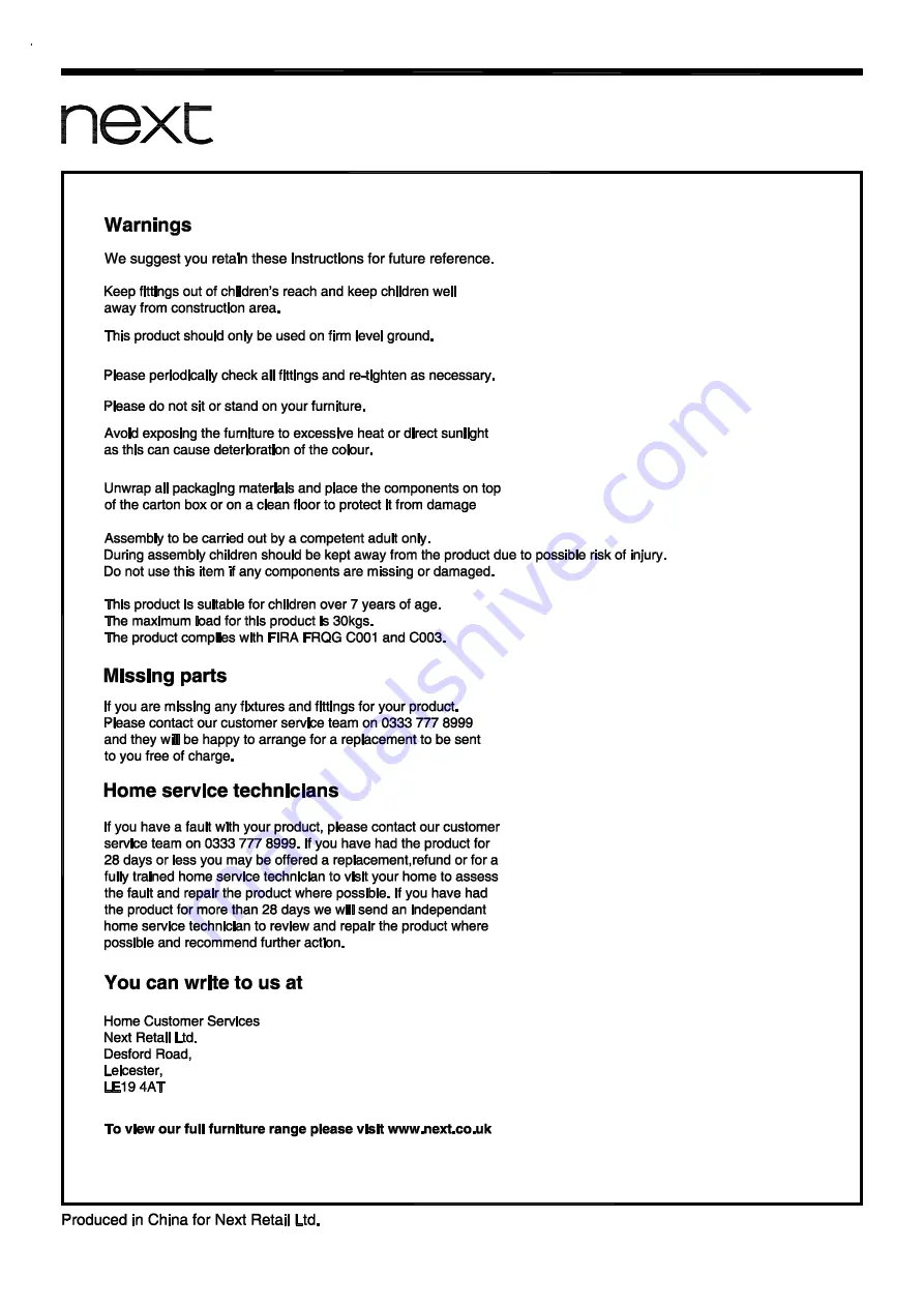 Next 509622 Assembly Instructions Manual Download Page 11