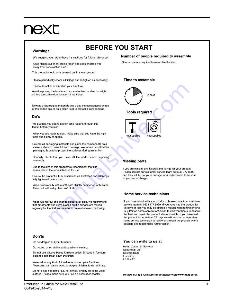 Next 684943 Assembly Instructions Manual Download Page 2