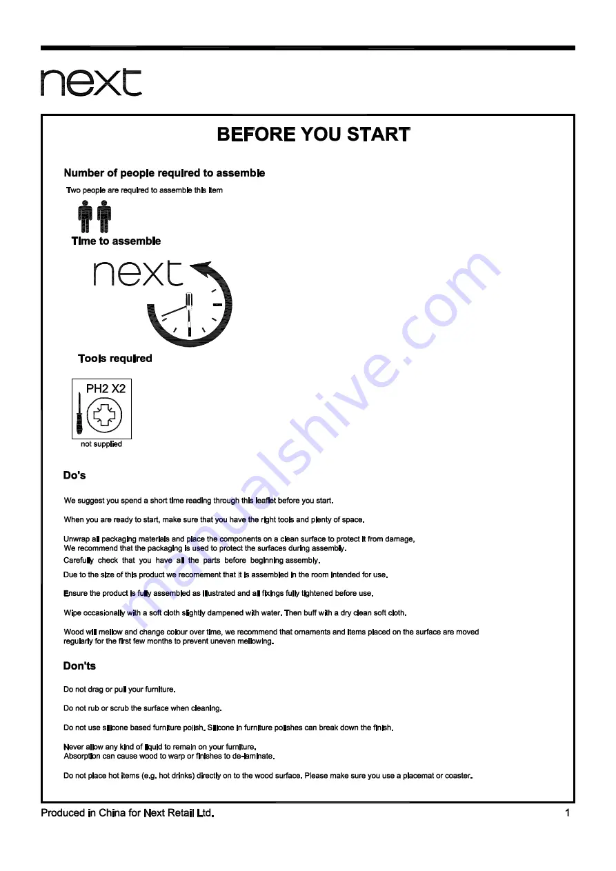 Next BRONX METAL SLIM BS 554153 Assembly Instructions Manual Download Page 2