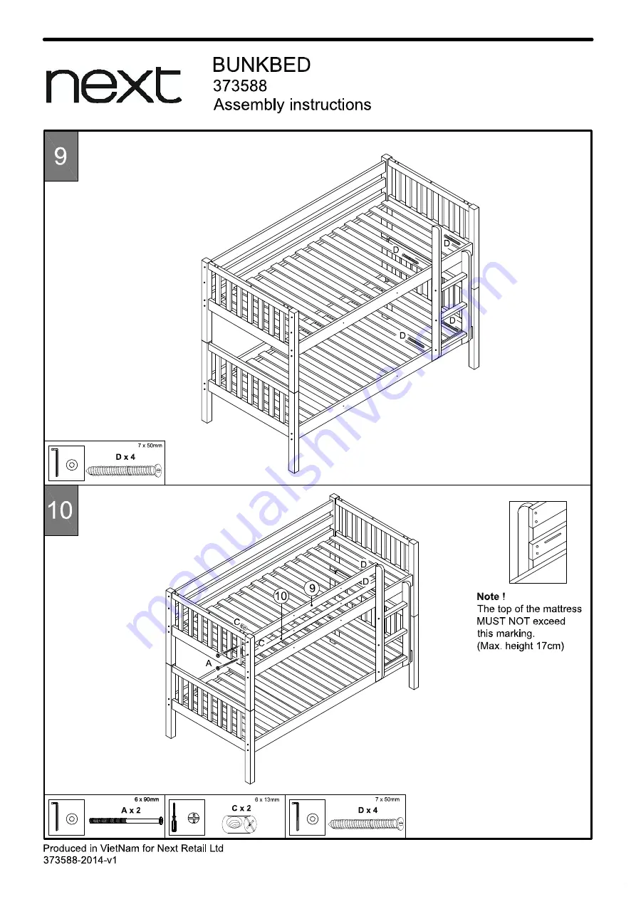 Next BUNKBED 3733588 Assembly Instructions Manual Download Page 10