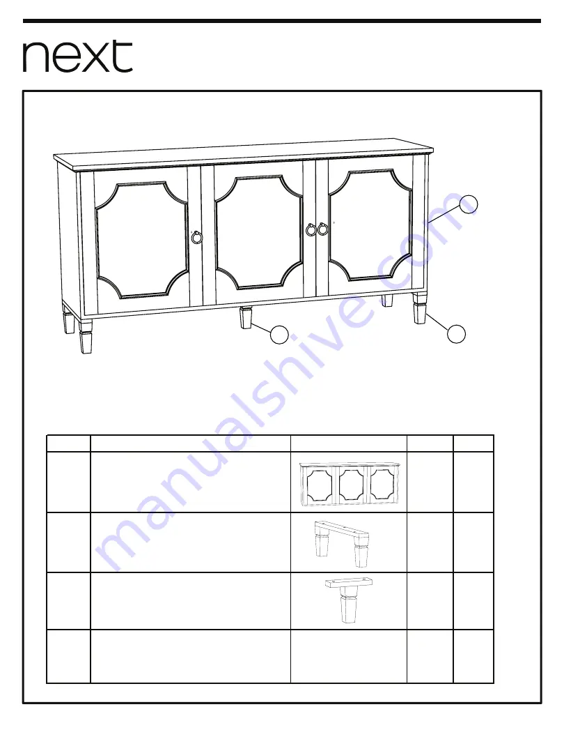 Next GRAND COUNTRY LARGE SIDEBOARD U22226 Assembly Instructions Manual Download Page 4