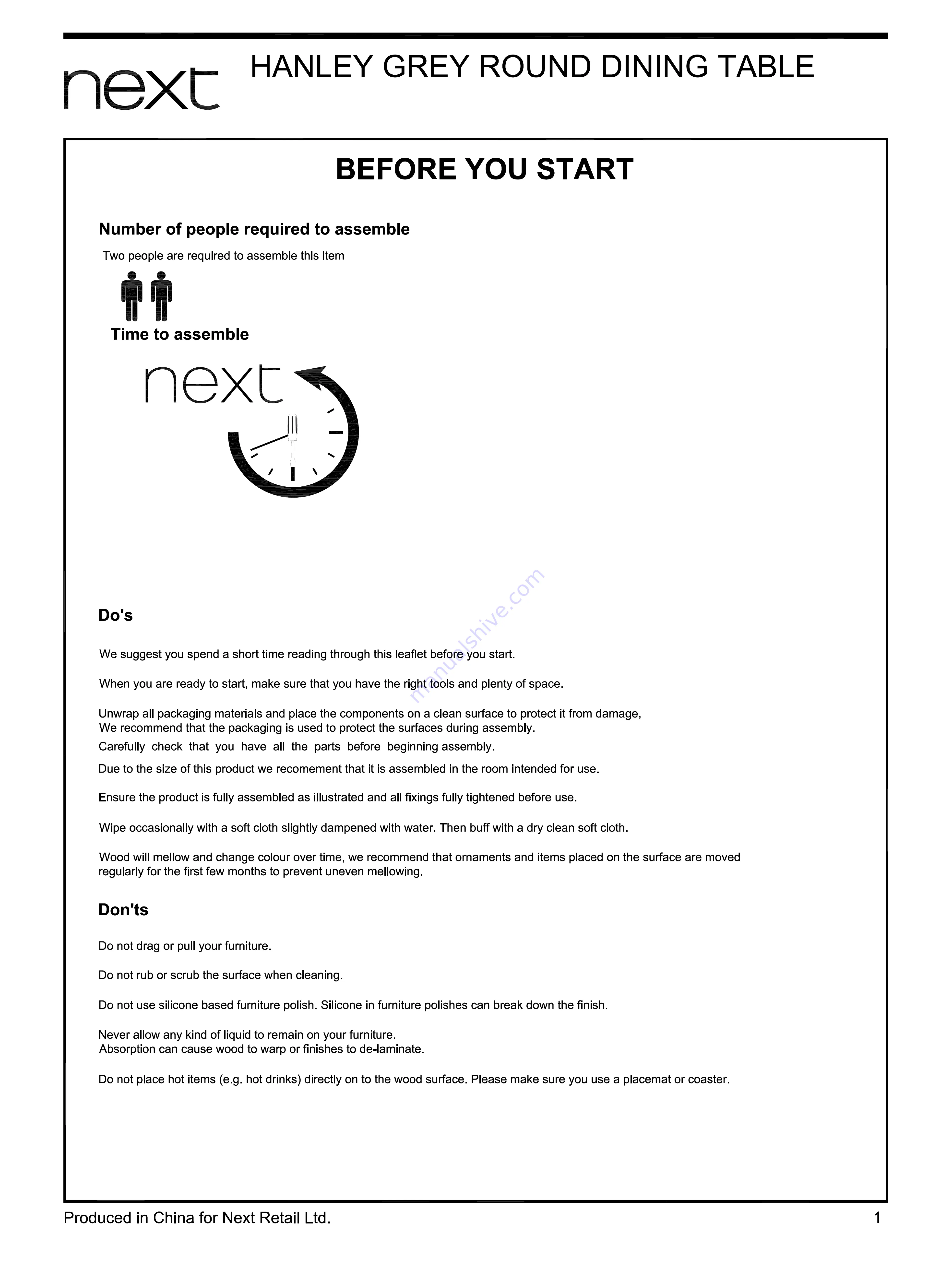 Next HANLEY 921278 Assembly Instructions Manual Download Page 2