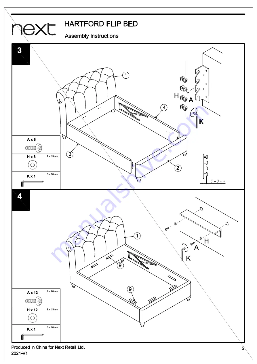 Next Hartford Flip Bed Assembly Instructions Manual Download Page 7