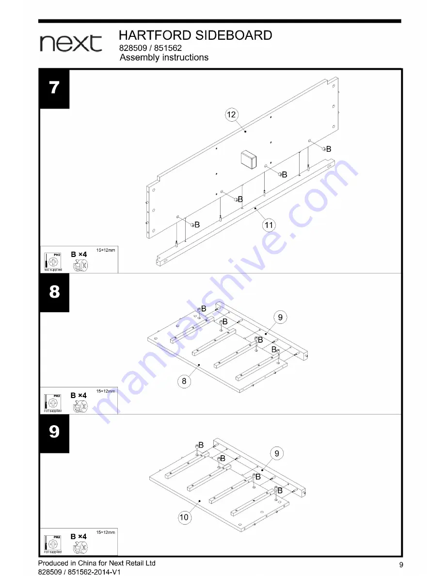 Next HARTFORD SIDEBOARD Assembly Instructions Manual Download Page 10