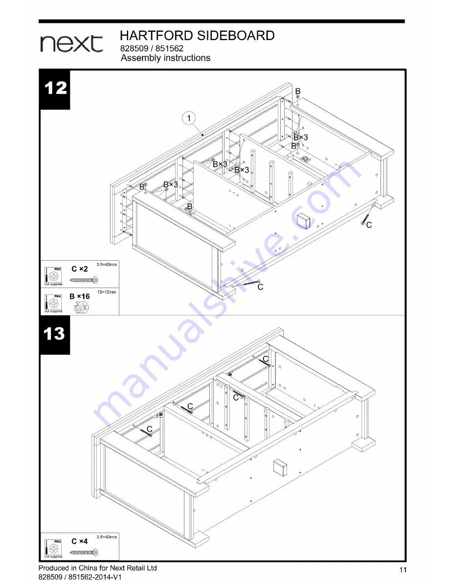 Next HARTFORD SIDEBOARD Assembly Instructions Manual Download Page 12