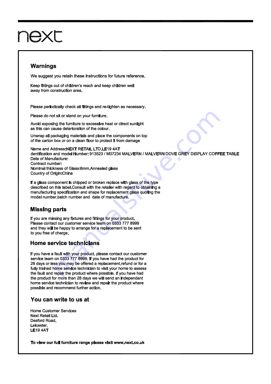 Next MALVERN M07234 Assembly Instructions Manual Download Page 15