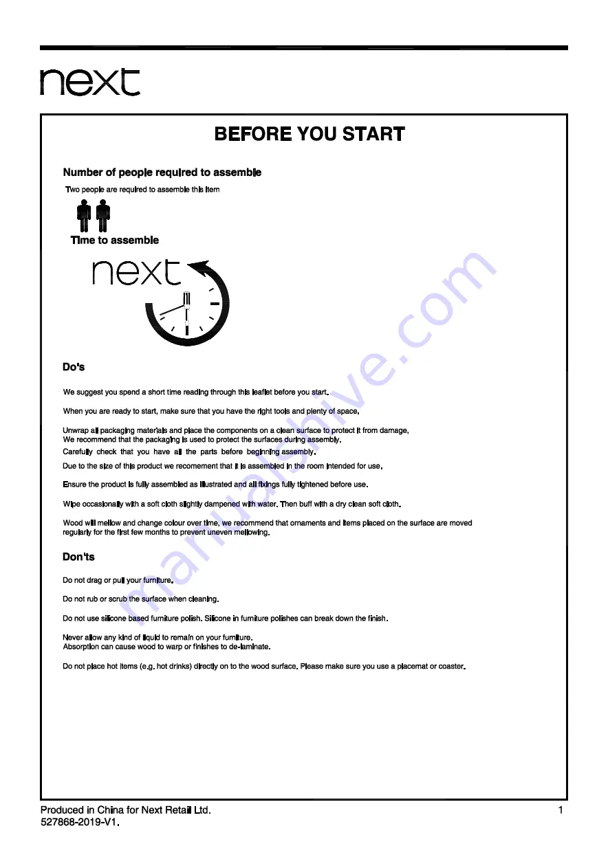 Next Ohara Bar Table 527868 Assembly Instructions Manual Download Page 2