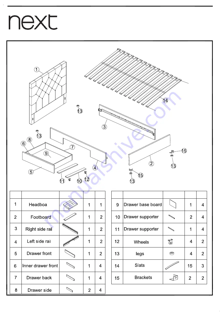 Next PARIS STORAGE BED SINGLE Скачать руководство пользователя страница 4