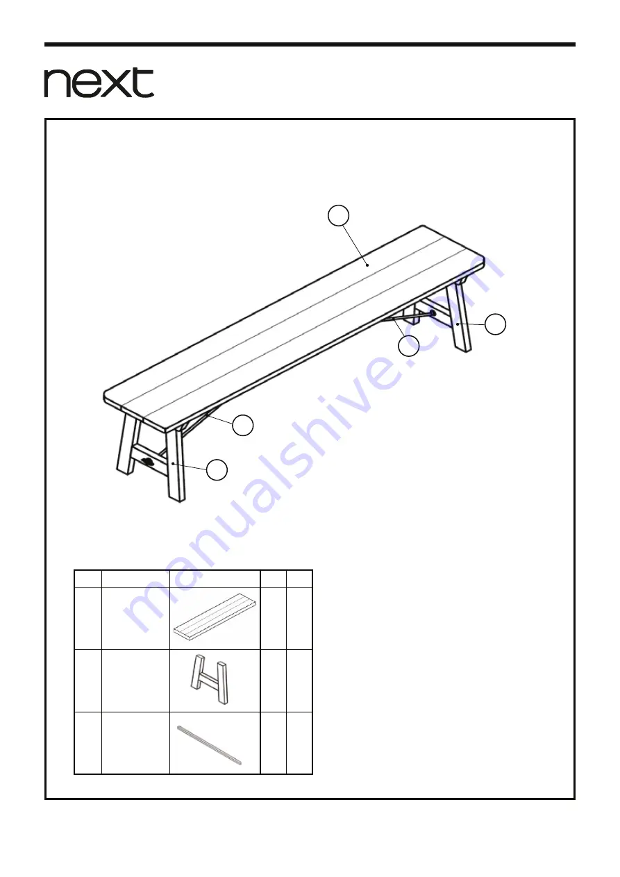 Next SANDHAM BENCH 631731 Скачать руководство пользователя страница 4