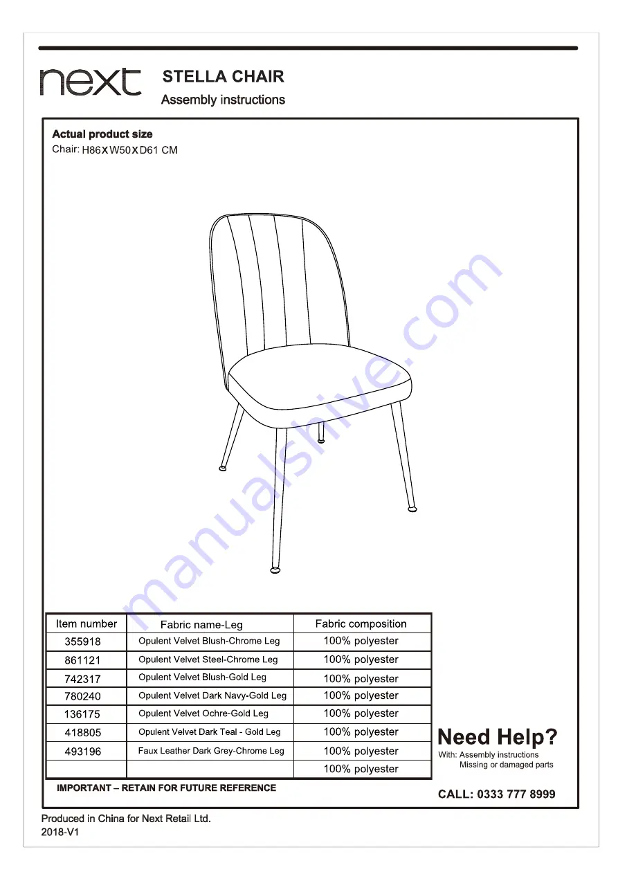 Next STELLA CHAIR Assembly Instructions Manual Download Page 2