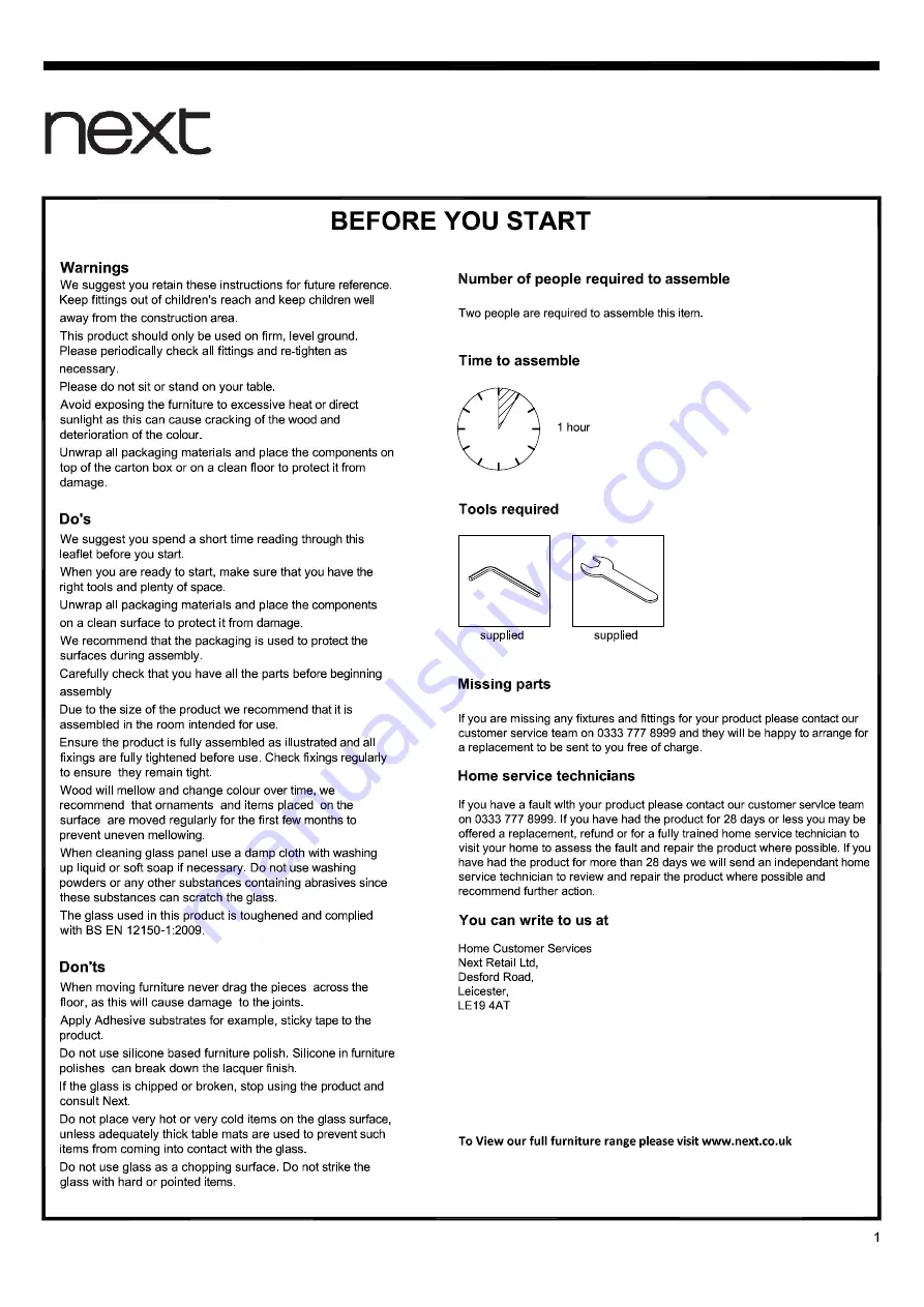 Next WALNUT FINISH 405114 Assembly Instructions Manual Download Page 2