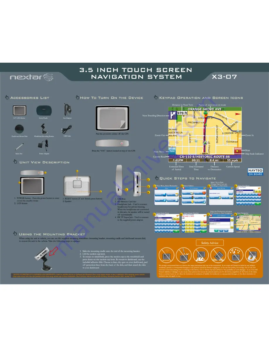 Nextar X3-07 Quick Start Manual Download Page 1