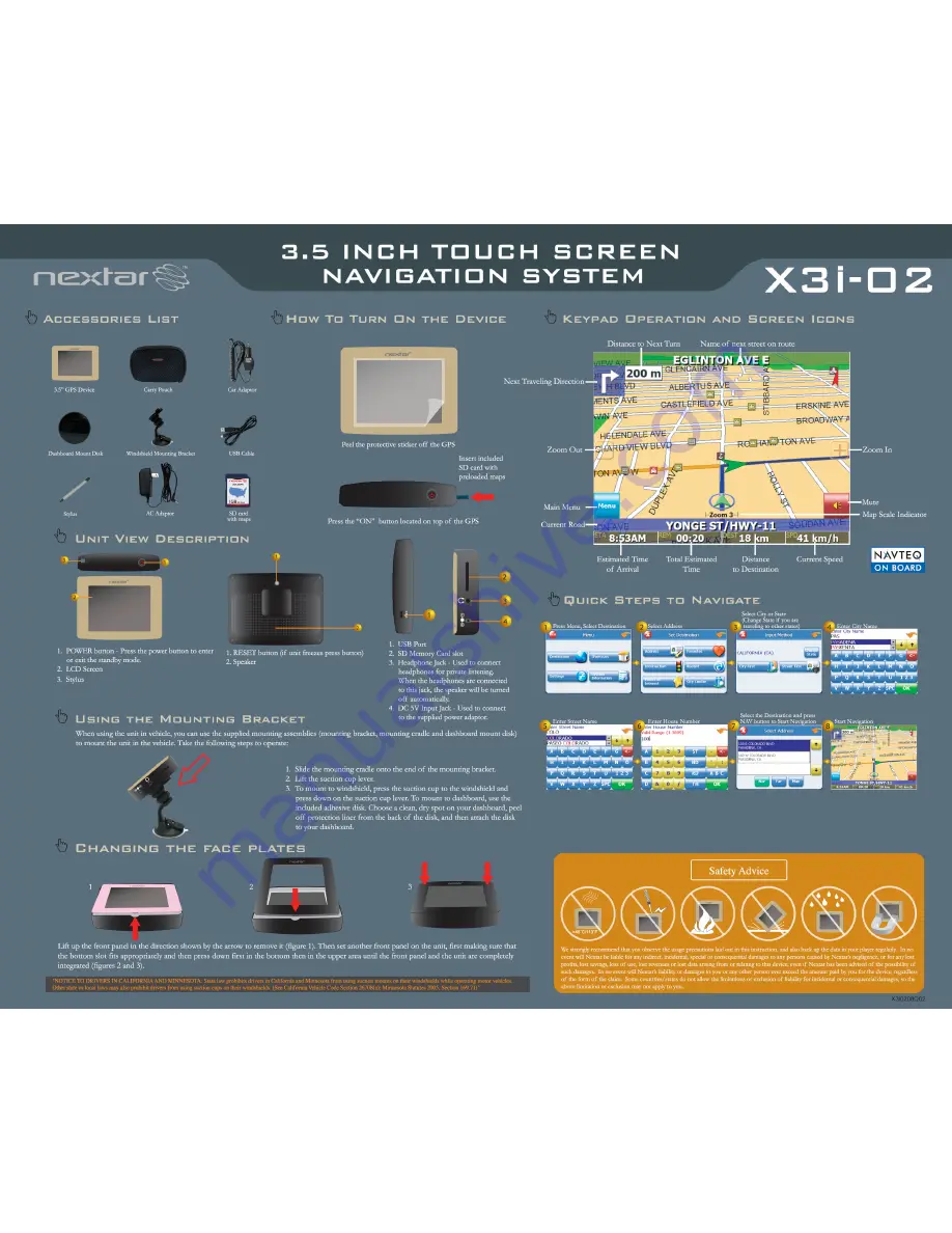 Nextar X3I-02 - Automotive GPS Receiver Quick Start Manual Download Page 1