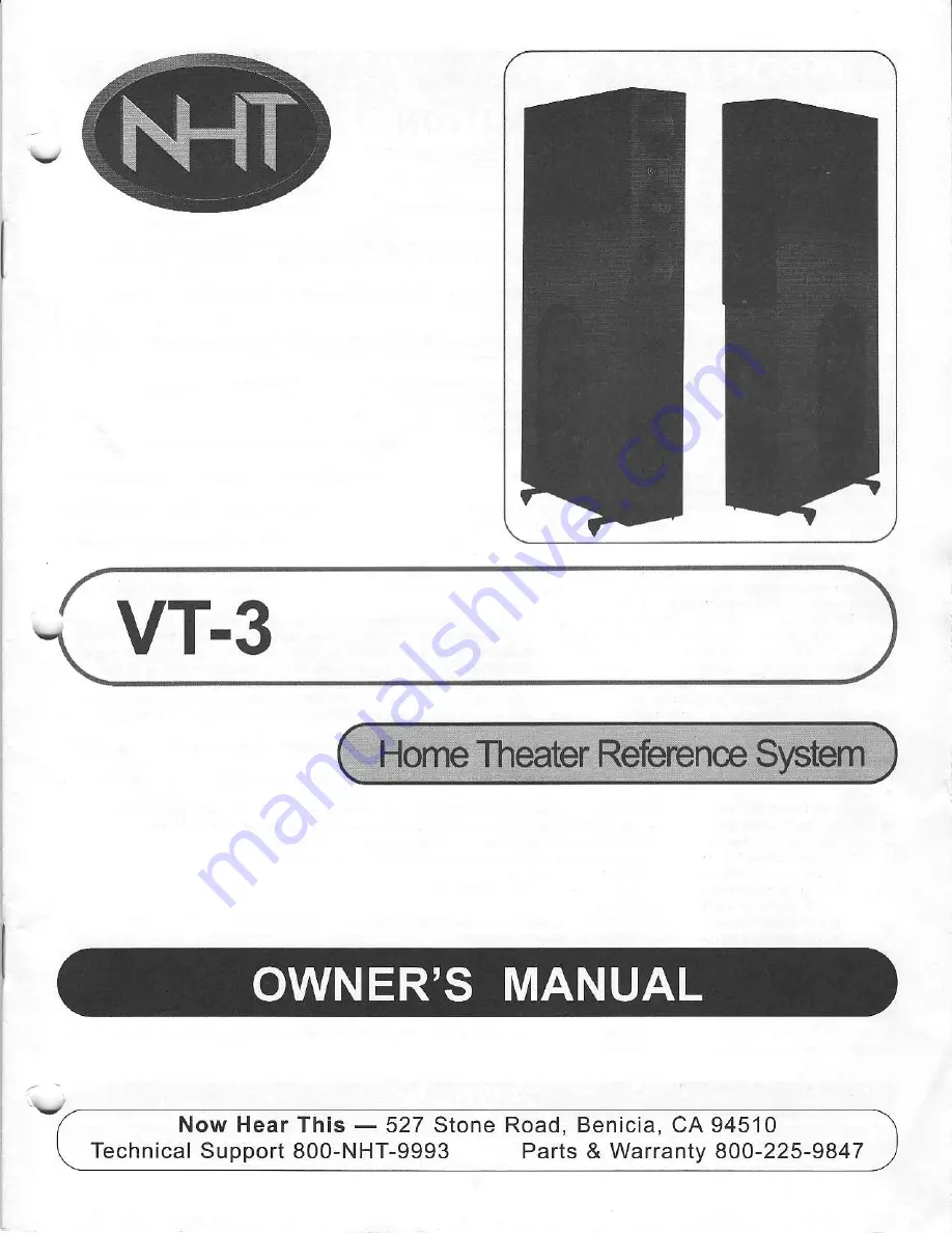 NHT VT-3 Owner'S Manual Download Page 1