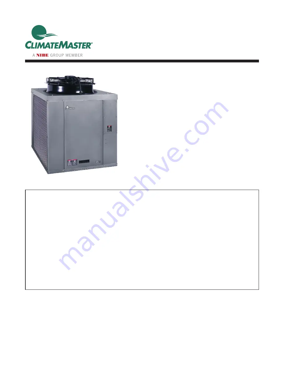 Nibe CLIMATEMASTER Tranquility TFC 036 Installation, Operation & Maintenance Instructions Manual Download Page 1