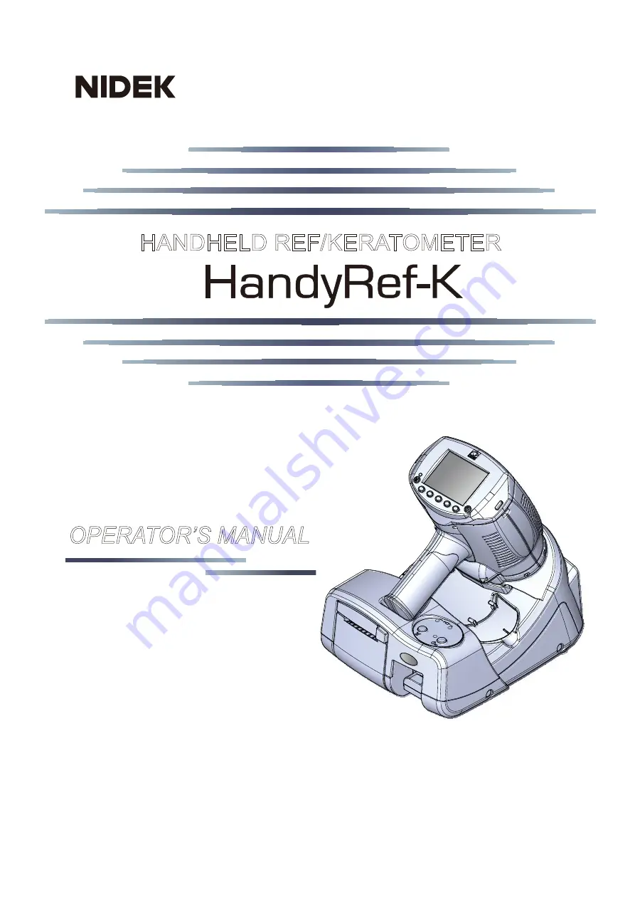 Nidek Medical HandyRef-K Operator'S Manual Download Page 1