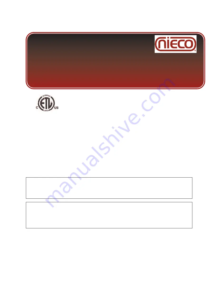 Nieco ExVection 6220 Owner'S Manual Download Page 1