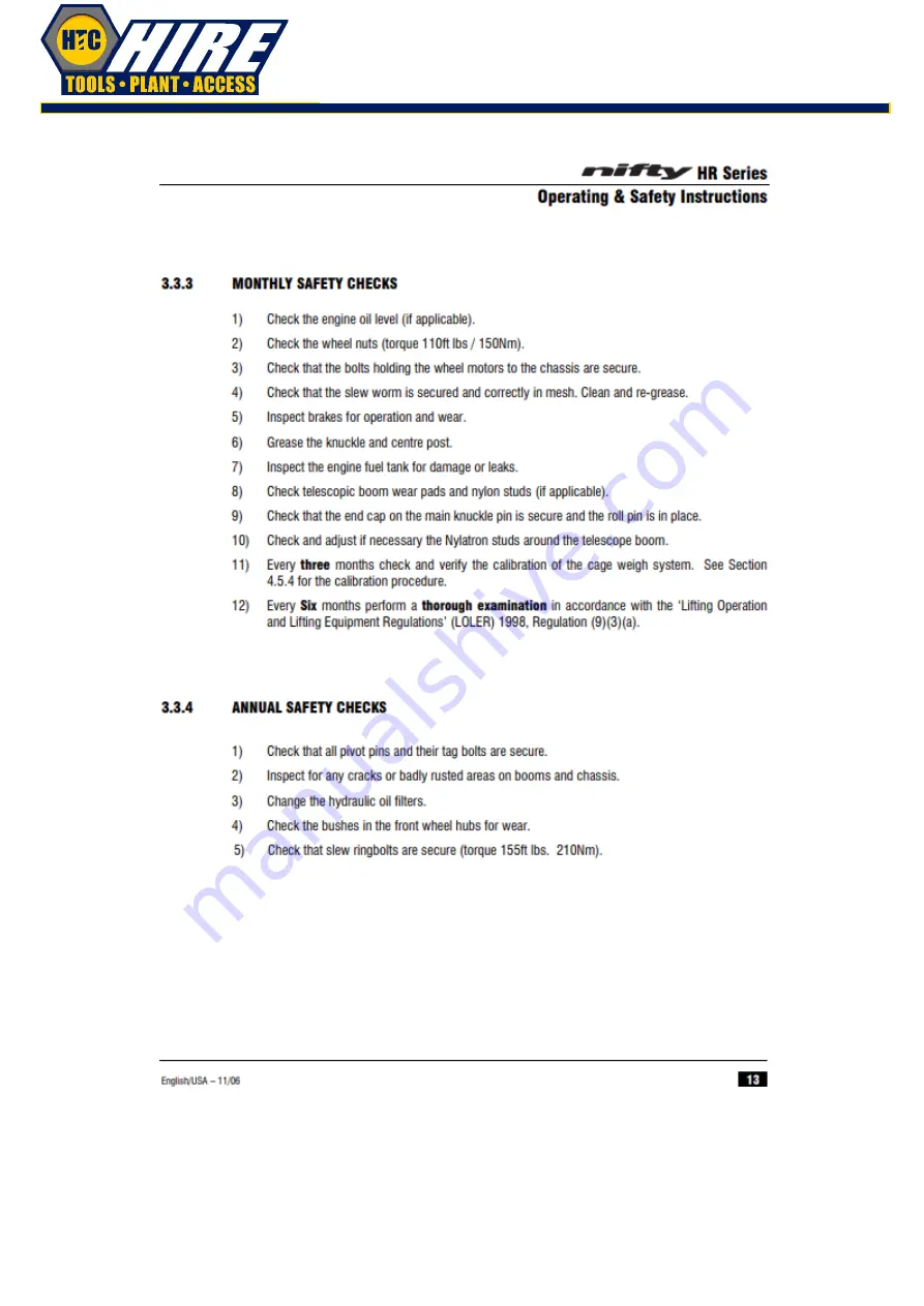 nifty Heightrider HR15 HYBRID Operating/Safety Instructions Manual Download Page 14