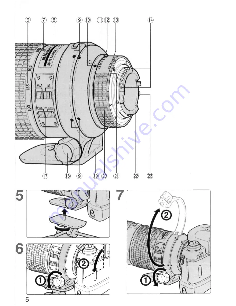 Nikon AF-S Zoom-Nikkor 80-200mm f/2.8D IF-ED (2.5x) Скачать руководство пользователя страница 5