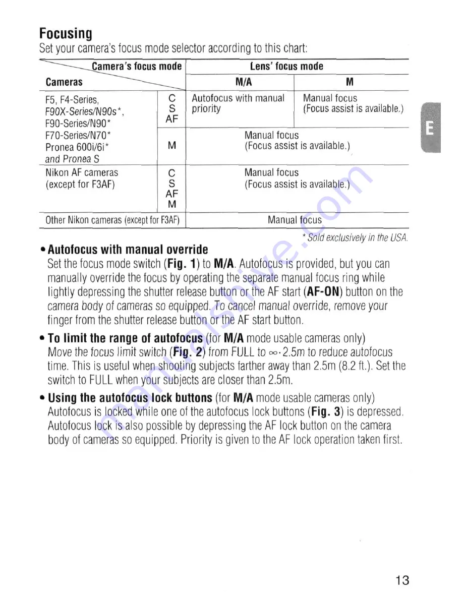 Nikon AF-S Zoom-Nikkor 80-200mm f/2.8D IF-ED (2.5x) Instruction Manual Download Page 13