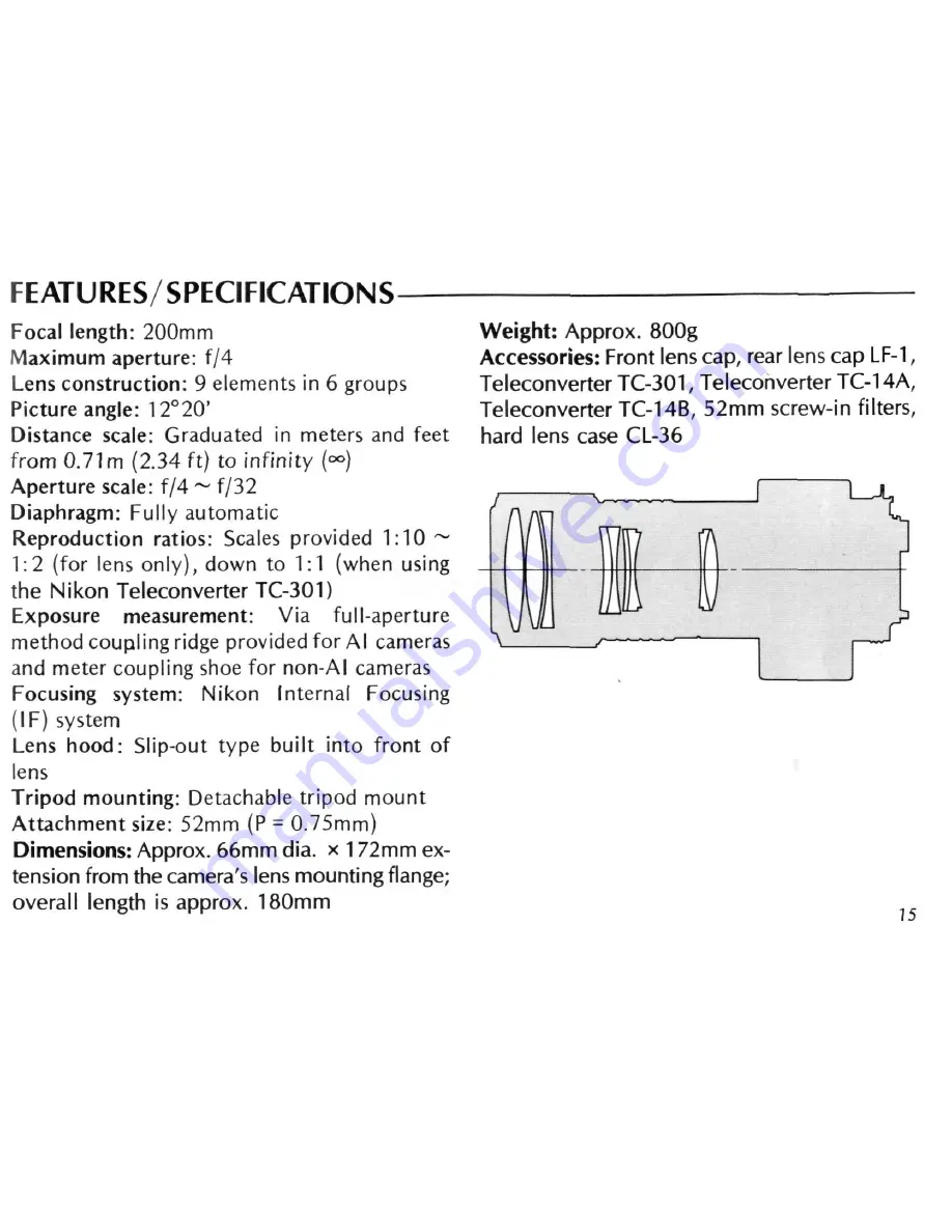 Nikon Micro-Nikkor 200mm f/4 IF Instruction Manual Download Page 15