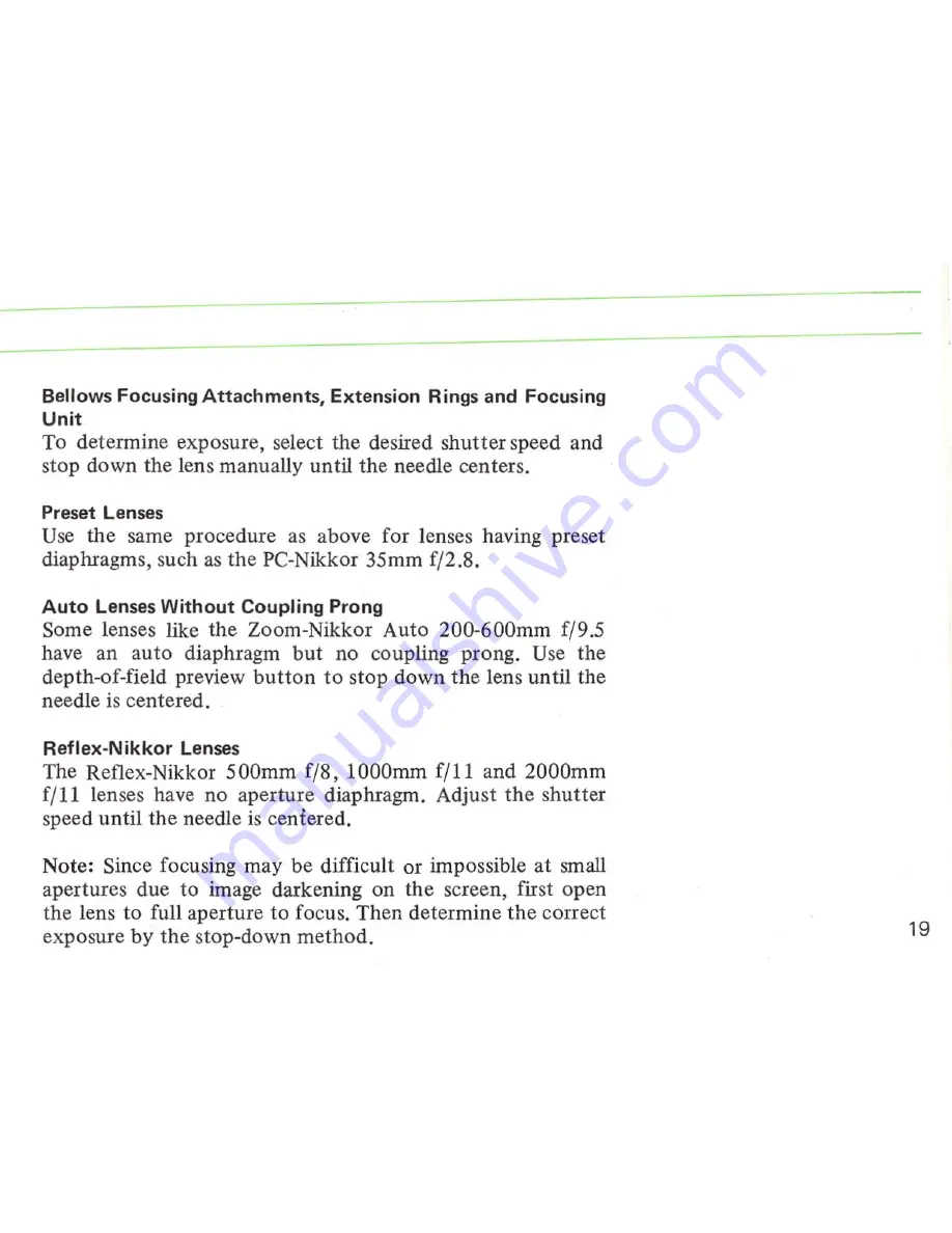 Nikon Photomic FTN Finder Instruction Manual Download Page 19