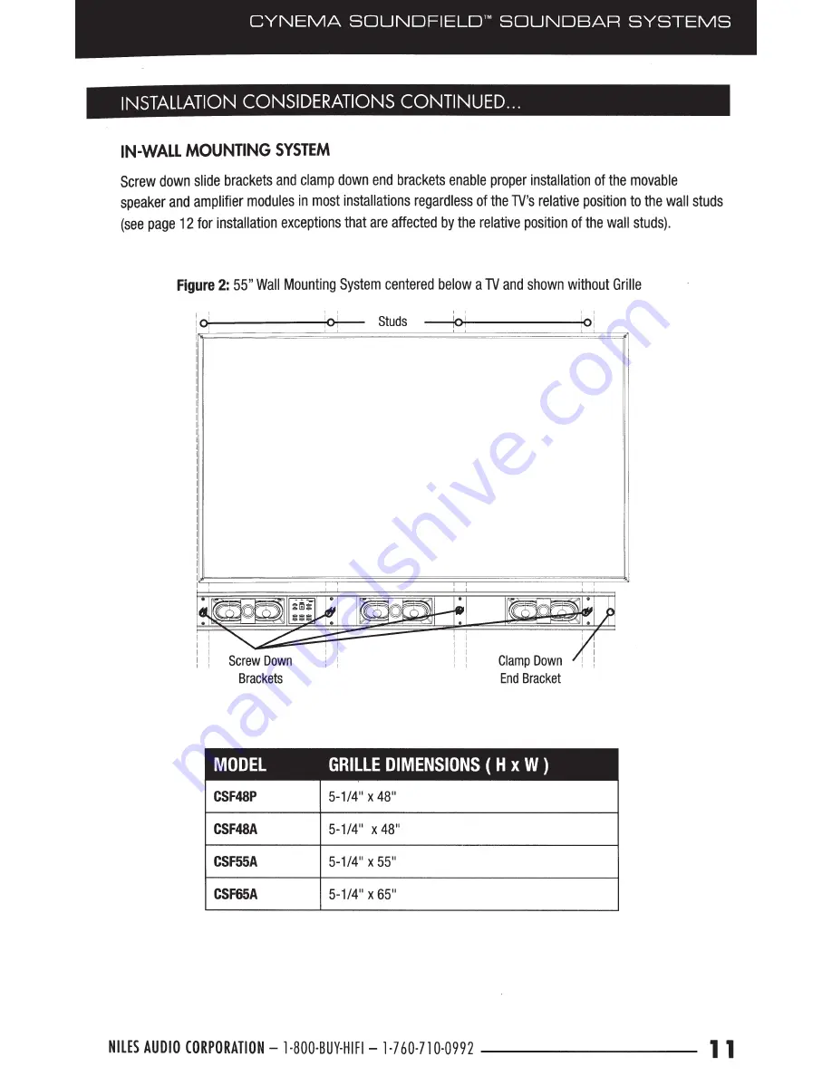 Niles Cynema Soundfield CSF48A Installation Manual Download Page 11