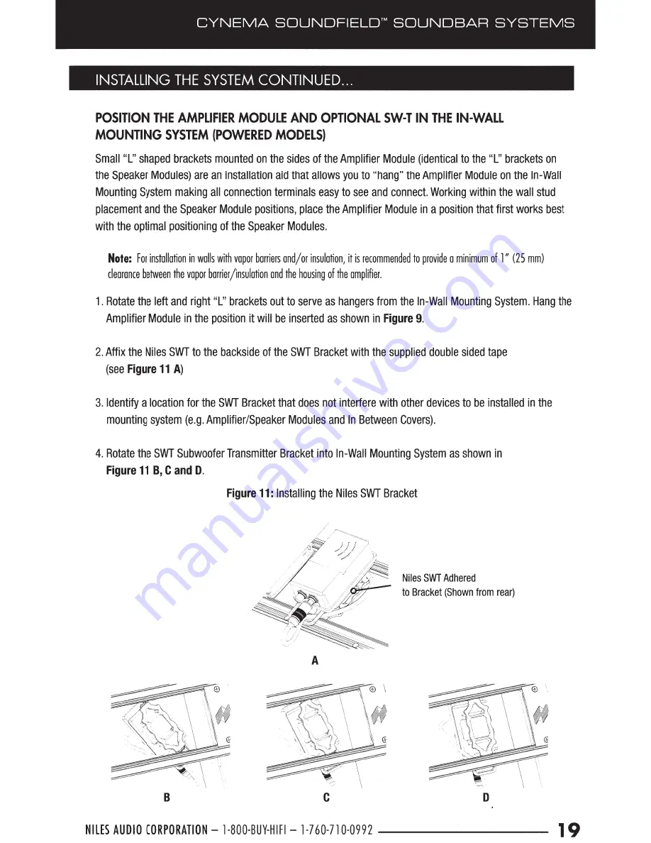 Niles Cynema Soundfield CSF48A Installation Manual Download Page 19