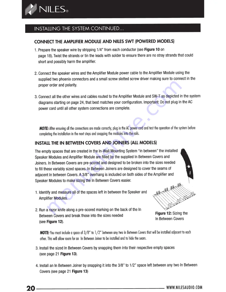 Niles Cynema Soundfield CSF48A Installation Manual Download Page 20