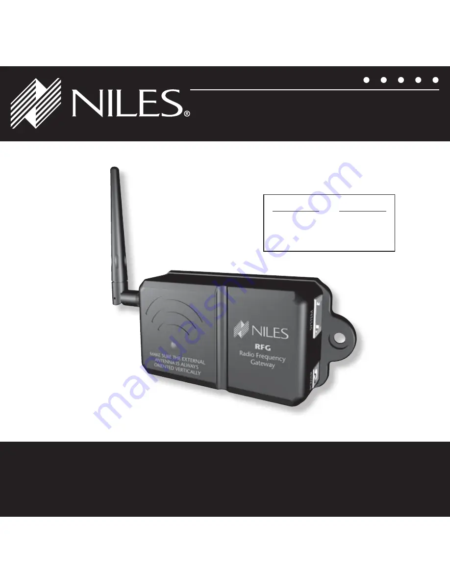 Niles RFG Installation Manual Download Page 1