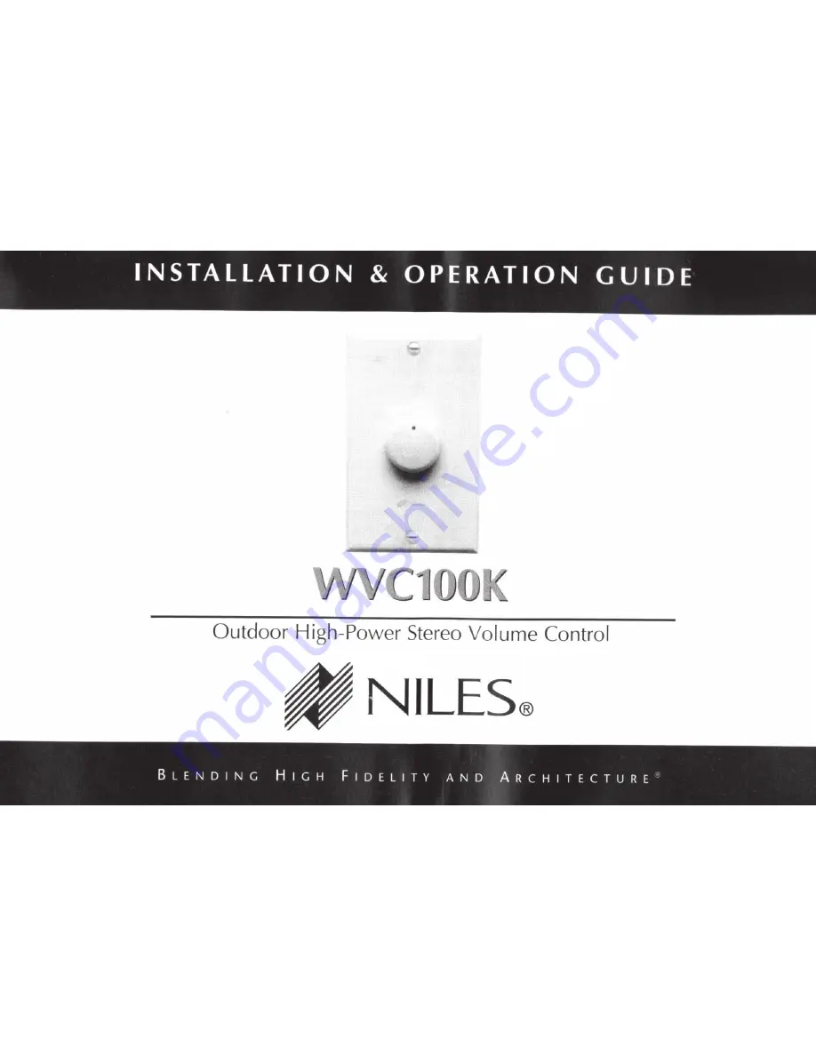 Niles WVC100K Installation & Operation Manual Download Page 1