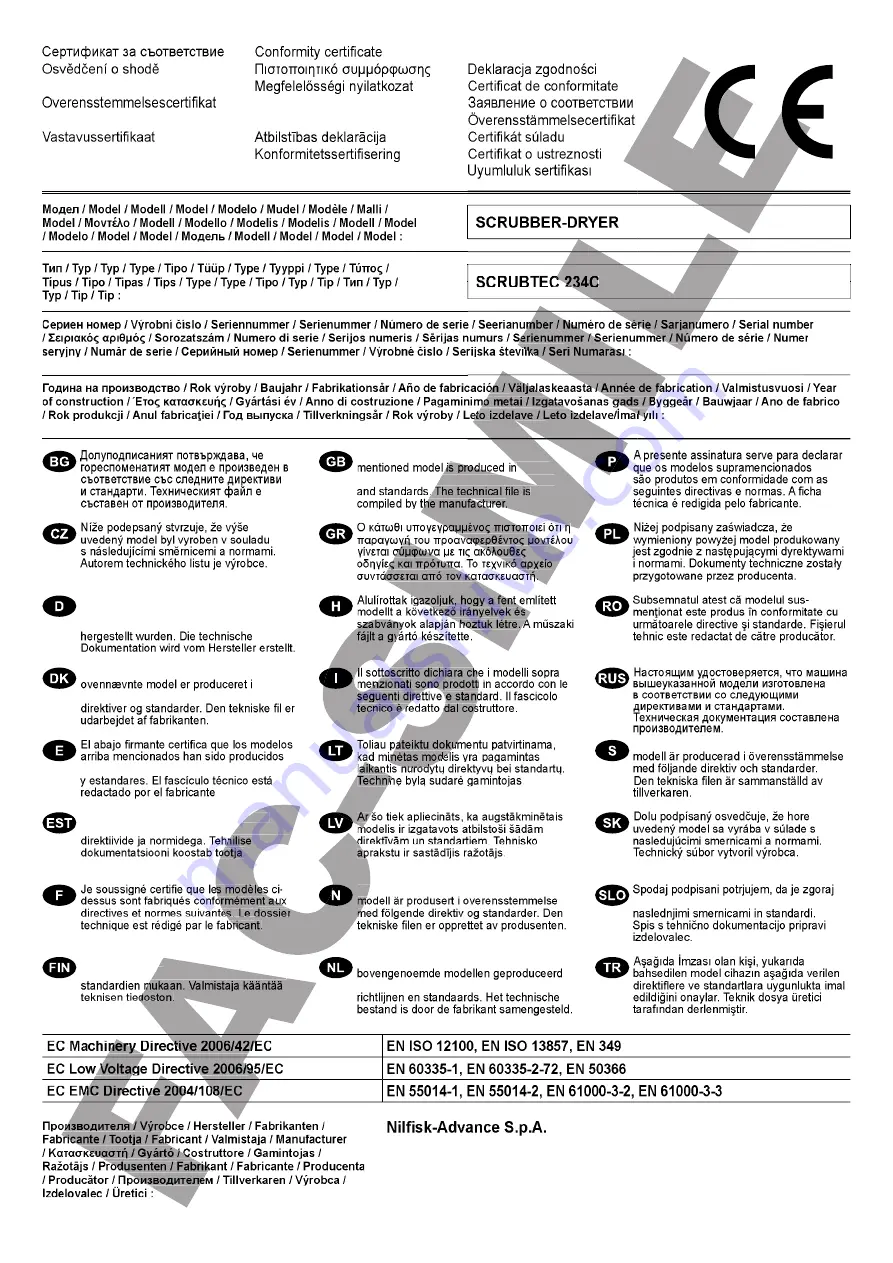 Nilfisk-ALTO SCRUBTEC 234C 9087133020 User Manual Download Page 2