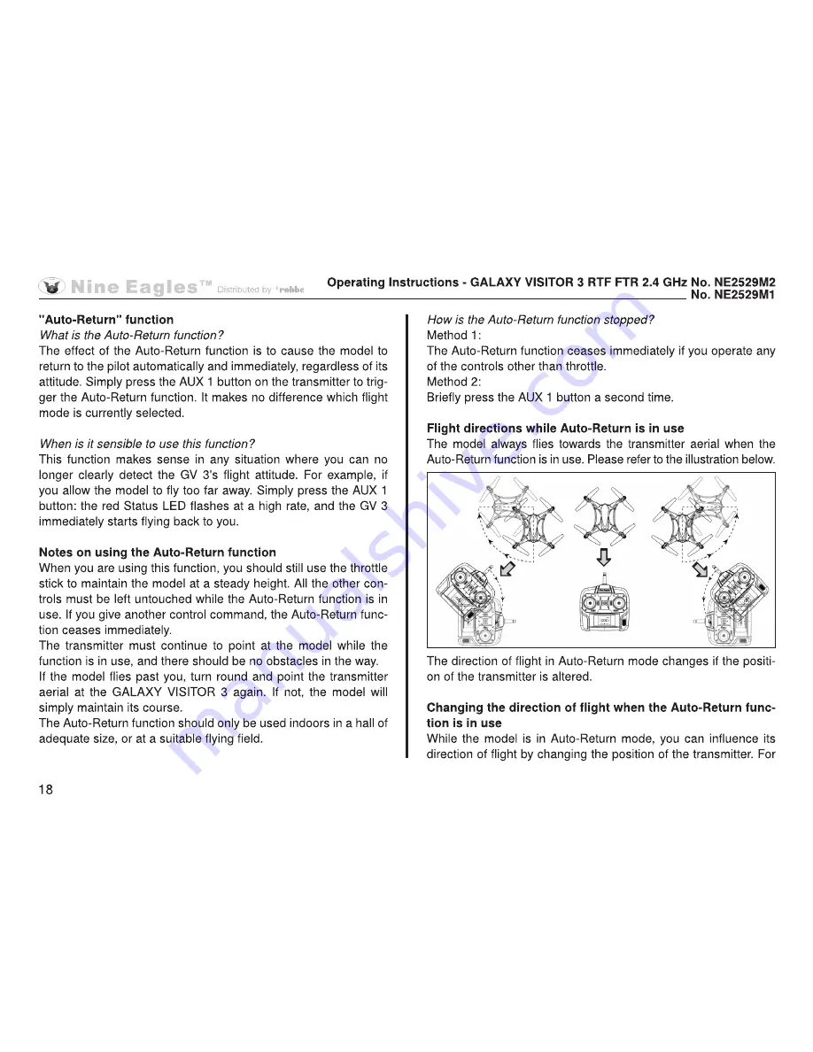 Nine Eagles Galaxy Visitor 3 NE2529M1 Operating Instructions Manual Download Page 18