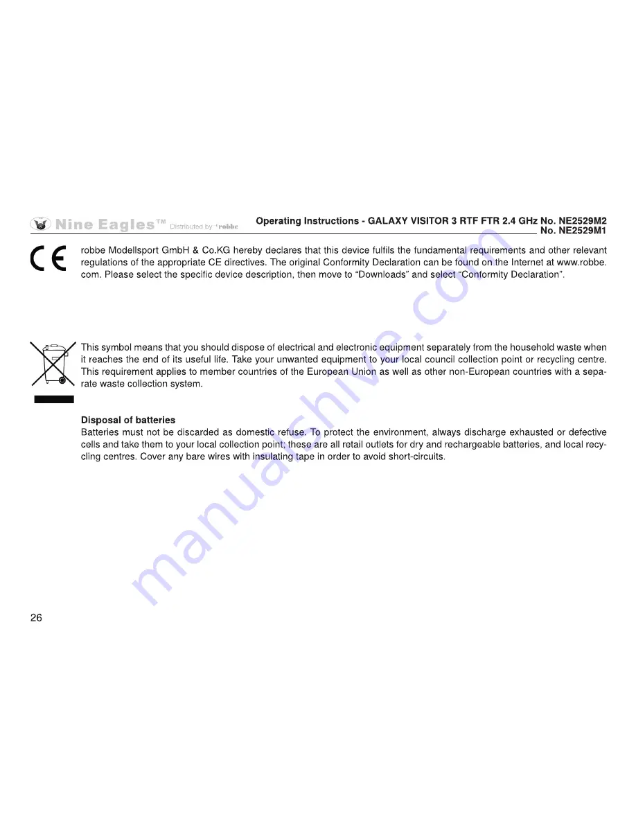 Nine Eagles Galaxy Visitor 3 NE2529M1 Operating Instructions Manual Download Page 26