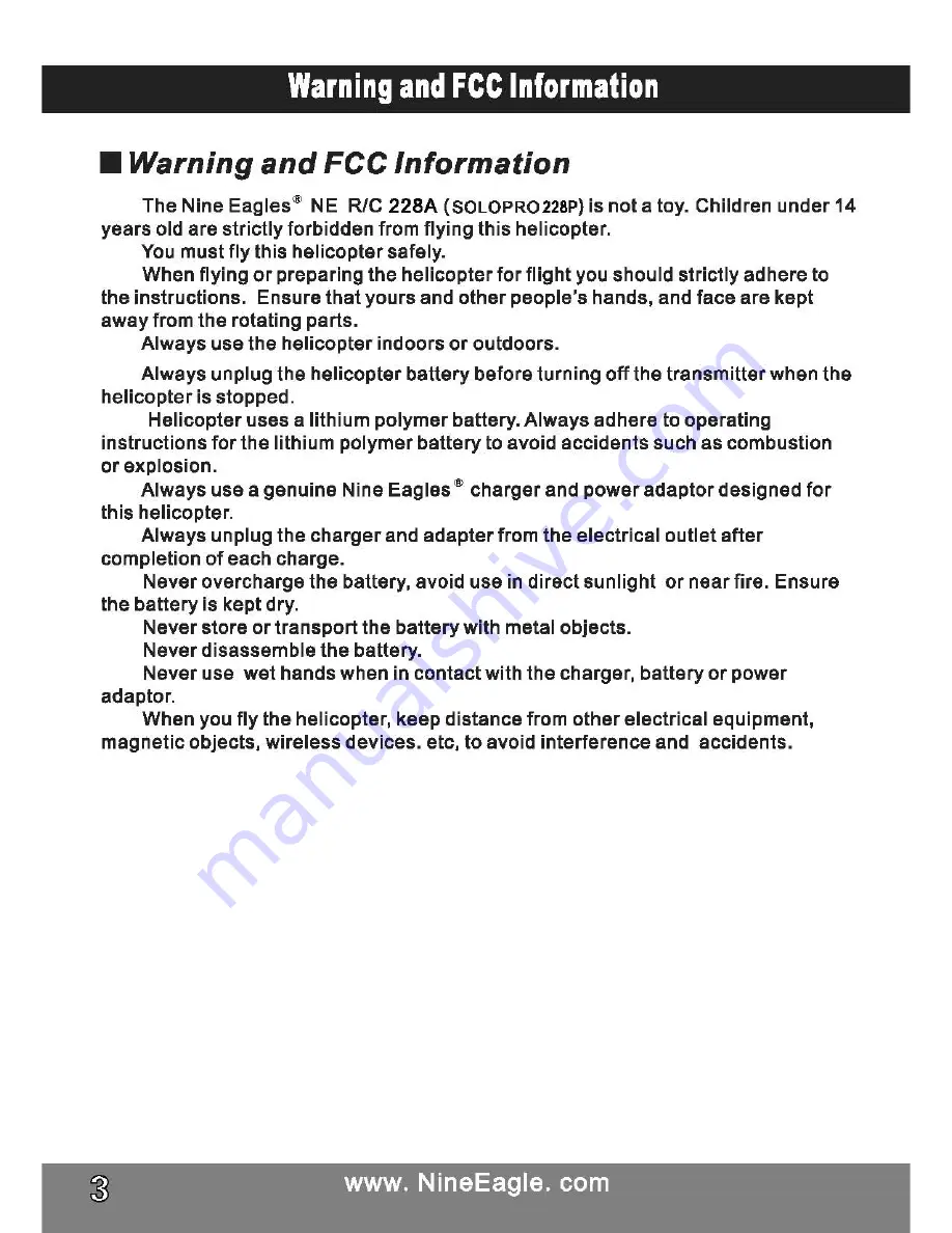Nine Eagles Solopro 228P Instruction Manual Download Page 4