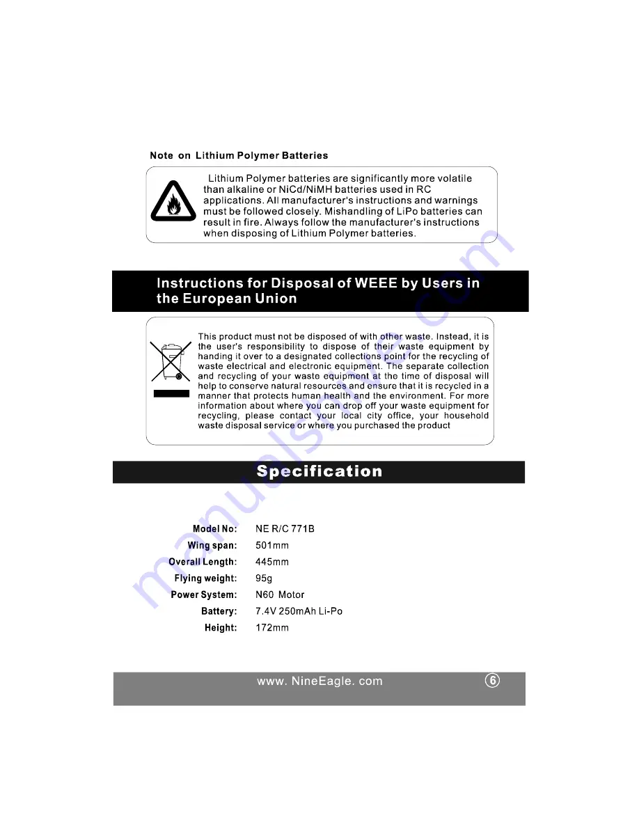 Nine Eagles Xtra 300 Instruction Manual Download Page 7