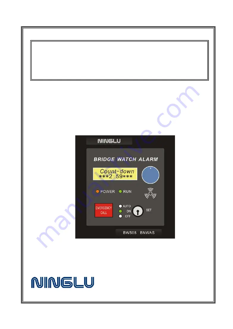 Ninglu BW508 Operation & Installation Manual Download Page 1