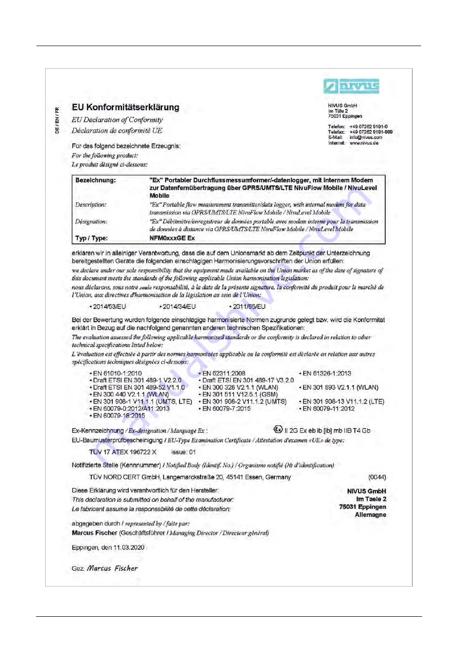 Nivus NivuFlow 750 Instruction Manual Download Page 145