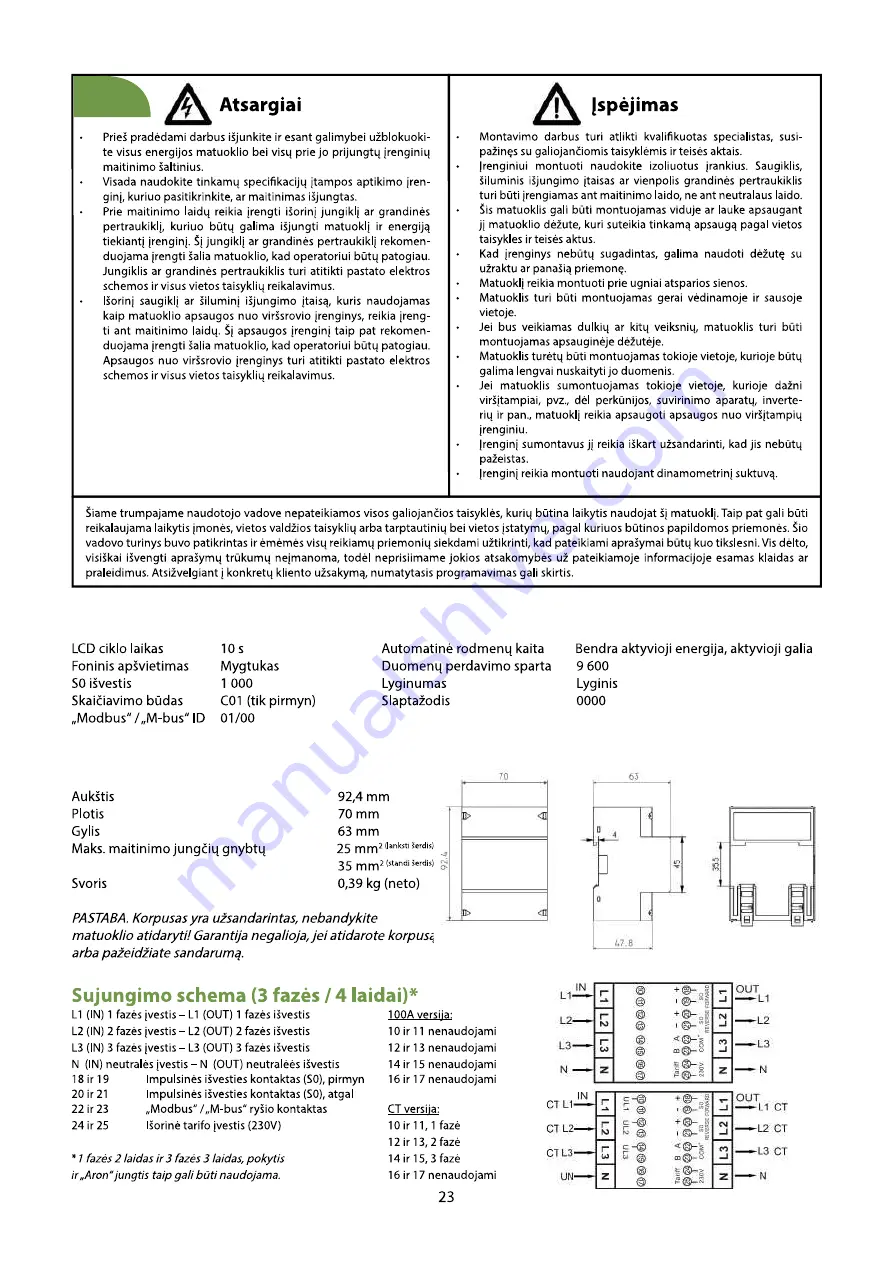 Noark Ex9EMS 3P 4M 100A 2T Mounting Instruction Download Page 23