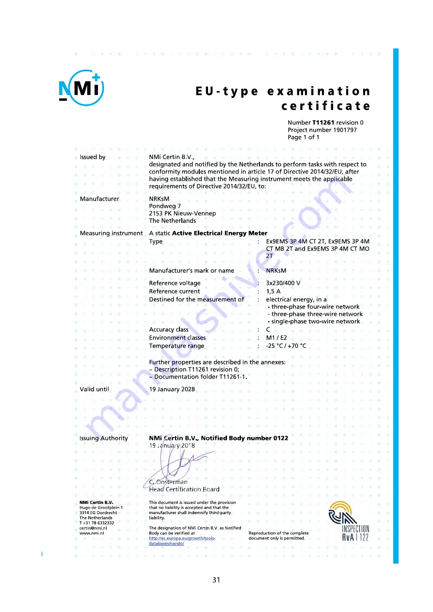 Noark Ex9EMS 3P 4M 100A 2T Mounting Instruction Download Page 31